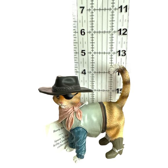 Hamilton Spurs 'N Fur Rusty Boots Cowboy Cat Figurine 2015 w/ Tag - Picture 6 of 6